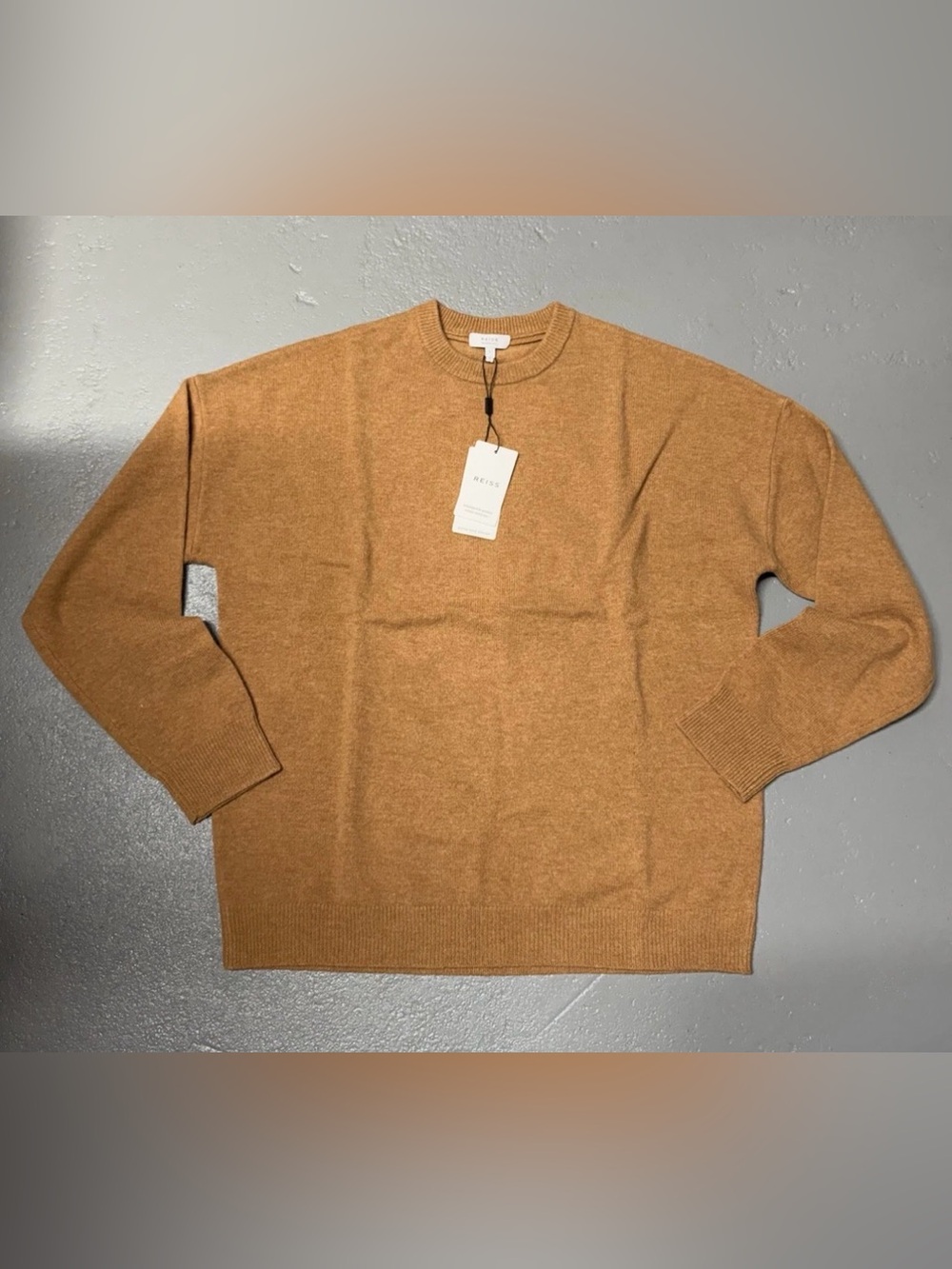 NWT Reiss Men’s 100% Extra Fine Merino Wool Crewneck Long Sleeve Size Large